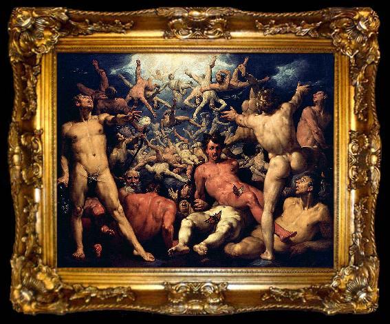 framed  CORNELIS VAN HAARLEM The fall of Lucifer., ta009-2